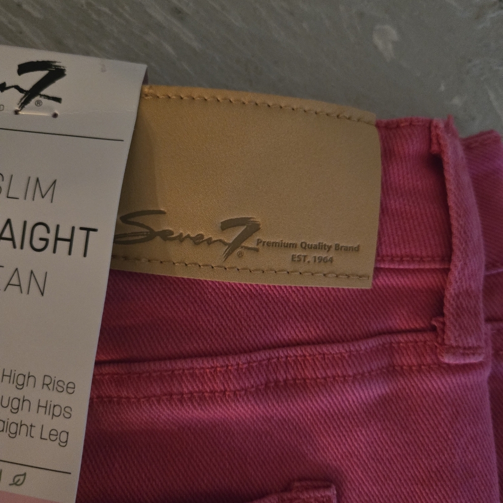 Seven7 Women's Sz 6  Pink Slim Straight Leg Jeans New - Picture 3 of 6